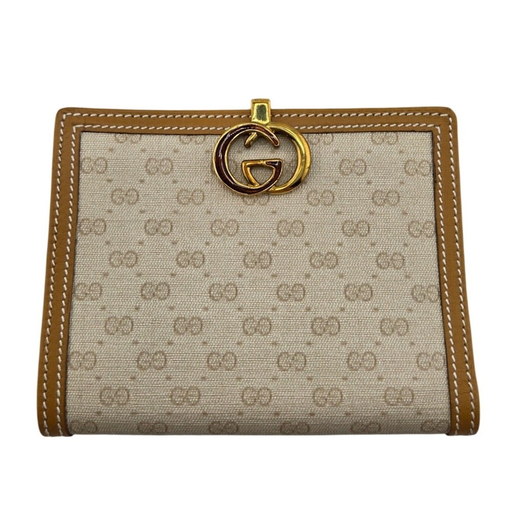 Gucci Vintage GG Supreme Canvas Bifold Wallet Tan Leather Interlocking G Logo - Picture 2 of 10